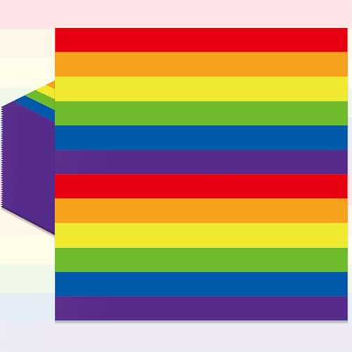 Packung mit 50, Regenbogen-Streifen Servietten, Bunte Pride-Flagge Design Einweg-Papier-Cocktail-Servietten für LGBTQ+ Pride Monat, Geburtstagsparty Zubehör, Hochzeit und Tischdekorationen