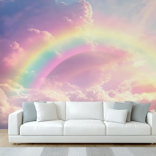 Rainbow Cloud Wallpaper, Colorful Wall Mural, Wallpaper for Bedroom Living Room, Home Decor, Photo Wall Paper, 305 x 244 cm &BHGF