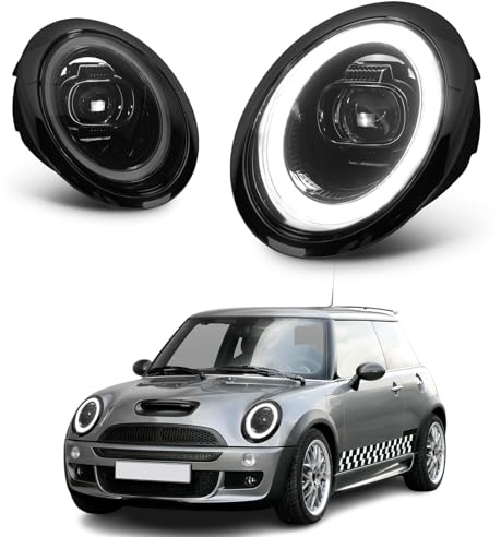 CKCD Scheinwerfer Für Mini Schrägheck Cabrio R50 R52 R53 2001-2007 | LED-Projektor Frontscheinwerfer Mit Atme blau drl, Paar (links und rechts)