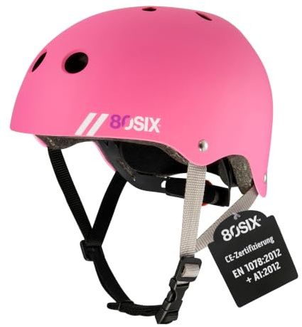 80SIX Casque Skateboard Multisport Réglable, Rose Mat, S/M