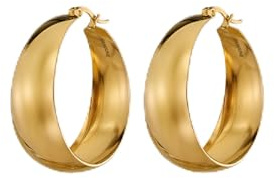 KANIJUNE Ohrringe Creolen Bella Hoops für Damen hypoallergen leichte 12 mm Breite PDV-vergoldete oder versilberte 33 mm Creolen für Frauen Mädchen Freundin nachhaltig verpackt in Deutschland designed