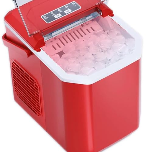 Eiswürfelmaschine, 12 kg in 24 Stunden, 9 Eiswürfel in 6 Minuten, Ice Cube Maker mit umkehrbarem Eislöffel und Tragegriff, für Zuhause/Küche/Camping