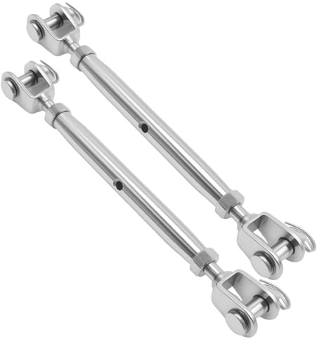 Ollanoos Turnbuckle Rigging Screw Jaw Closed Body M8, 304 Stainless Steel, Heavy-Duty Tension Adjuster, 2Pcs