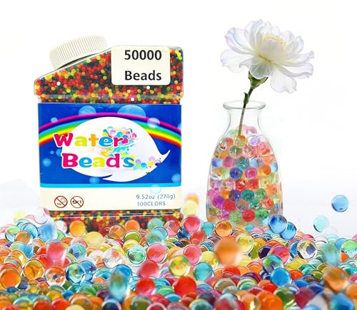 50000 Pcs Colorful Water Beads, Water Gel Jelly Beads for Vase Filler, Floating Candles, Wedding Centerpiece, Floral Arrangement, Christmas Decoration, Home Office Party Plant Decor