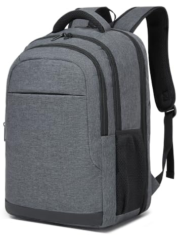Shavont Laptop Backpack with 3 Compartment Lightweight Rucksack for Men | 180° Full Open Laptop Sleeve, Breathable Back Panel, Reinforced Shoulder Straps, Ideal For Daily Commute School Work, Grey