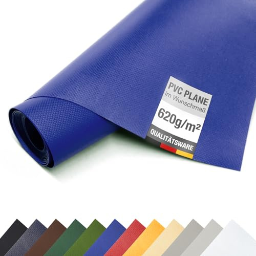 ANKO PLANEN (620g/m²) LKW-Plane/PVC-Plane - 320cm breit - Meterware ohne Ösen Gewebeplane Schutzplane Industrieplane (3,2m x 3m, Blau RAL5002)