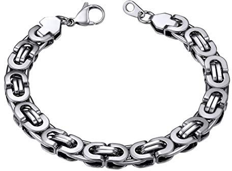 ChainsHouse Silber 8mm breit 21cm lang Armbänder herren edelstahl königskette armreif für herren und männer