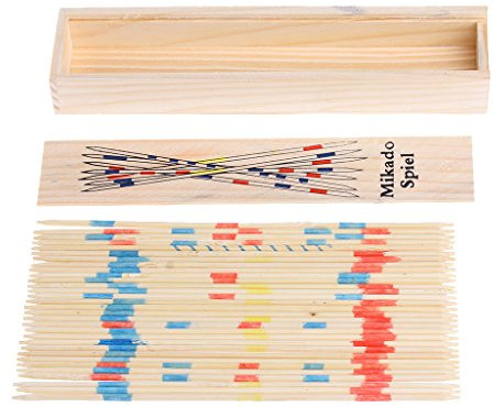 WOWOWO Traditionelles Mikado Spiel Holz Pick Up Sticks Set Traditionelles Spiel Mit Box Toy