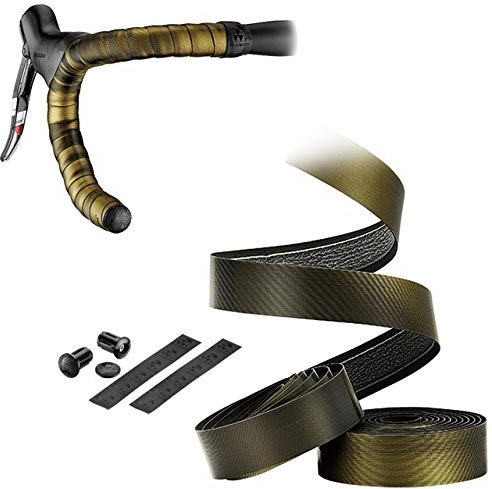 NSGJUYT Fahrradlenker. Fahrrad-Lenkerband mit Rennrad Bunte Regenbogen-Lenkerband PU Bio-Gel Padded (Color : Gold Mine)
