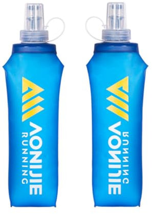 AONIJIE 2 pièces pliable TPU Flacon souple de bouteille d'hydratation d'eau de sport en plein air Pour la course à pied Camping randonnée vélo (500 Ml - Style Crochet)