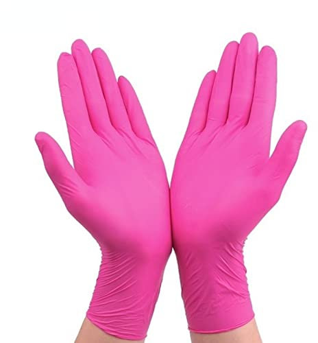 WRVCSS Gants de protection jetables 50 pièces Gants de travail de cuisine Lave-vaisselle rose Gants noirs XS Rosa50 pièces