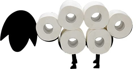 Bubble-Store Toilettenrollenhalter freistehend für 6 Rollen mit Schafkopf für Bad und WC, Metall Toilettenpapierhalter, freistehend mit gummierten Füßen oder zum Aufhängen (Schaf Freistehend)