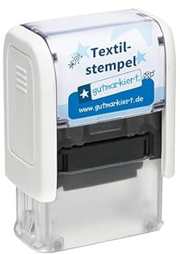 Gutmarkiert – Personalisierter Textilstempel mit 2 Zeilen – Waschmaschinenfester Namensstempel für Kinder für Textil und Kleidung – Praktischer Stempel mit Namen für Kinder Kleidung