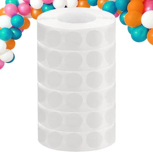 WISYOK 3000 Stück Ballonkleber, 6 Rollen Luftballon Klebeband Kleber Punkte Aufkleber, Doppelseitig Klebepunkte Transparent, Selbstklebend Ballon Klebepunkte, Luftballon Klebepunkte Kleber