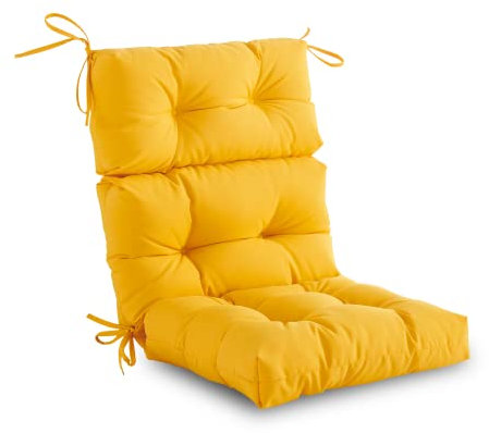 YOOZEKU Hochlehnerkissen für drinnen und draußen, wasserdicht, wetterfest, gefüllt, hoher Rückprall-Schaumstoff, Adirondack-Sitz-/Rückenkissen für Gartenmöbel, Gelb