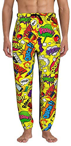 Generic Jogginghose für Herren, Comic-Buch, Wort, Jogger, Sweathose, Kordelzug, Sporthose, Liebe, Peace, Workout-Hose mit Tasche, Comic Book Word, 36-41