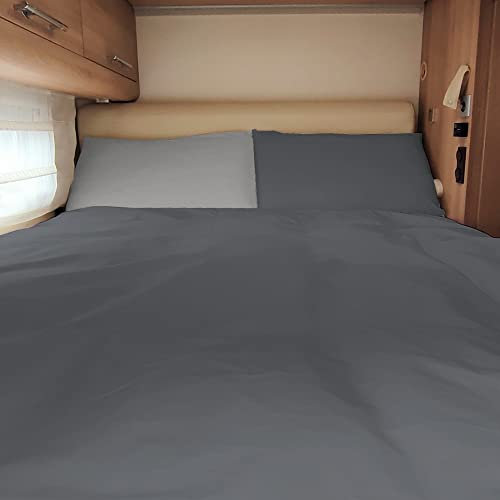 Personalisierbarer Bettbezug und Bettdecke für Camper für Camping, Wohnwagen, Einzelbett, Grau-Blaun