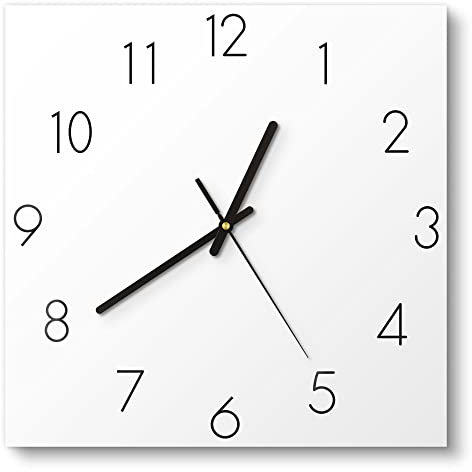 DEQORI Glasuhr | 30x30 cm | Unifarben - Weiß | ausgefallene leise Design Uhr aus Glas | Wanduhr für Wohnzimmer & Küche | moderne Hingucker Uhr für die Wand