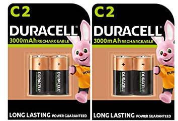 4X Duracell C Ricaricabili 3000 mAh HR14/DC1400 (2 Blister da 2 Batterie) 4 Pile