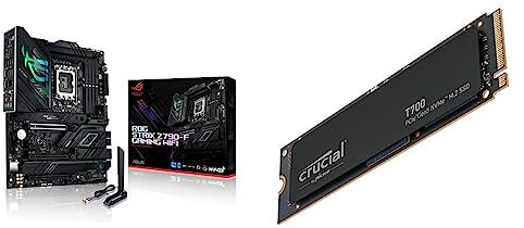 ASUS ROG Strix Z790-F Gaming WiFi Intel® Z790 LGA 1700 ATX motherboard, 16 + Crucial T700 1TB Gen5 NVMe M.2 SSD