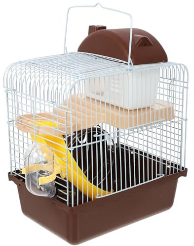 POPETPOP “ Große Hamsterkäfige, Hamsterkäfig, Villa-Käfig für kleine Haustiere, mit Laufrad, zweistufiger Lebensraum für Zwerghamster, Rennmäuse, Zwerghamsterkäfige, 30 x 17 cm