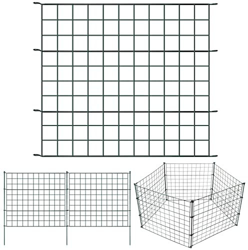 Lospitch Kit de clôture de bassin - 33 pièces - 15 éléments de clôture et 18 barres de fixation - Clôture en métal vert,enclos extérieur,clôture de jardin,enclos animaux (15xdroites)
