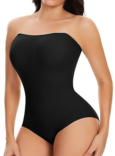 Joyshaper Damen Bauchweg Body Shaper Taillenformer Miederbody Figurenformende Shapewear Bodysuit Schwarz XL