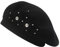 ZLYC Damen Wolle Baskenmütze Klassische Französischen Barett Warm Beret Mütze(Gestickte Blumen Schwarz)