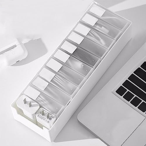 STARRY G 10 Cable Tidy Box With Storage Tray, Organizer for Data Cables, Charger Plug, Management - Removable Partition, Free 12 Classified Stickers & 10 Cable Ties