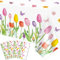 Dvaorc 4 Stück Sommer Blumen Tischdecke Tulpe Blumen Tischdecke Kunststoff Frühling Blumen Tischdecke Sommer Blume Tulpe Tischdecke für Hochzeit, Babyparty, Geburtstag Party Dekorationen 130 x 213 cm