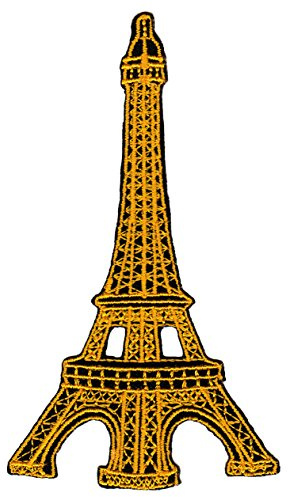 Eiffelturm Gelb Paris Aufnäher zum aufbügeln oder aufnähen Bügelbild Aufbügler für Kleidung gestickter Bügelpatch Applikation Frankreich Patch Größe 5,8 x 10,4 cm