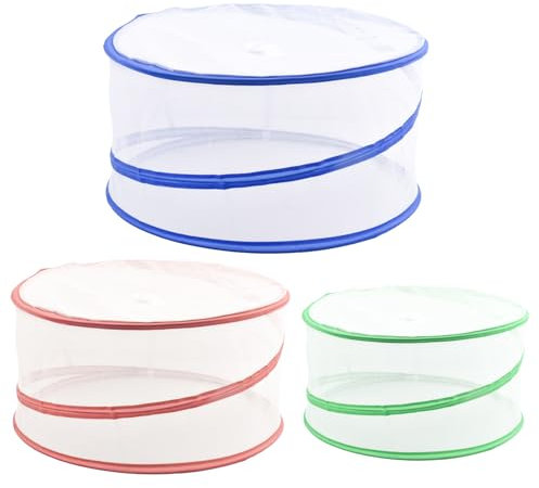 Cloche Alimentaire Pliable en Maille, Lot de 3 Couverture Nourriture Maille Réutilisable Pop-Up Insecte Protecteur Filet de Maille Cloche Protection Alimentaire pour Maison Camping(12'' 14'' 16'')