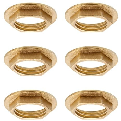 6 Stück Flansch Sechskant Sicherungsmuttern, 1/2 Zoll Flansch Innengewinde Messing Sechskantmutter, Wasserhahn Sanitär Fitting Mutter, für Badezimmer Waschbecken Sanitär Armaturen Zubehör