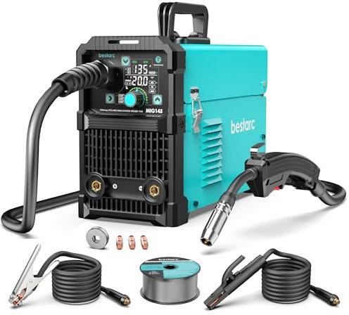 bestarc MIG Poste à souder MIG145 7GEN 135 A noyau de flux sans gaz MIG/Lift TIG/Stick 3 en 1 Machine à souder MIG monophasé 110 V avec affichage numérique