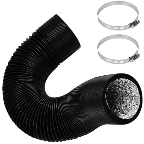 75mm Abluftrohr, 2.5m PVC Abluftschlauch Schwarz Flex-Schlauch Abluftschlauch mit 2 Schlauchschelle Edelstahl für Mobile Klimaanlage, Trockner, Abluftventilator, Belüftungssystem