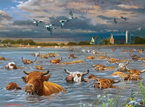 Buffalo Games - James Hautman - Cattle Crossing - 1000-teiliges Puzzle für Erwachsene - Herausforderndes Puzzle perfekt für Spieleabende - Fertige Größe ist 26,75 x 19,75 cm