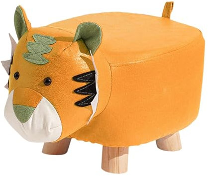 Milageto Fußhocker mit Tiermotiv, Schuhwechselhocker, süßer Cartoon-Lernhocker, Fußstütze, Sitzkissen, Stuhl für Wohnzimmer, Nachttisch, Eingangsbereich, Orange Tiger