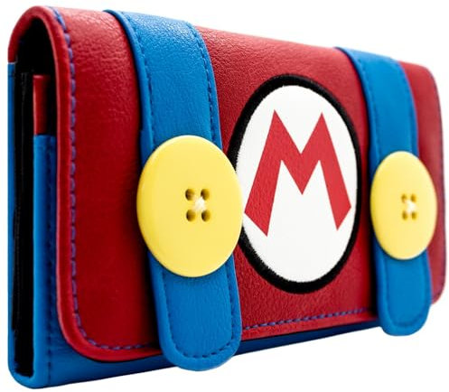Mario Party Abito da Idraulico Classico Borsa/Portamonete Bi-Fold Tasca per Monete & Porta Carte, Rosso