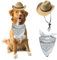AWOCAN Cowboyhut für Hunde, Katzen, Cowboyhut, Mini-Cowboyhut für Hunde, Katzen, Cowboy-Kostüm mit Bandana, Schal, Urlaub, Halloween, Haustier-Party-Dekoration (Khaki, groß)