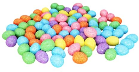 BEAHING Glitzer Osterei Kleine Schaum Ostereiendekor Osterkorbfüller für Osterpartyversorgung 80pcs, Schaum Ostereier