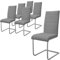 ML-Design Esszimmerstühle 6er Set, Grau, Schwingstuhl, Freischwinger Stuhl mit hoher Rückenlehne, Ergonomische Küchenstühle aus Kunstleder & Metall, Moderner Polsterstuhl für Esstisch & Wohnzimmer