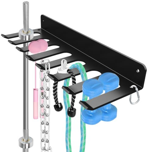 Home Gym Zubehör Organisation Aufbewahrung Rack Ausrüstung für Zuhause 8 Haken Wandaufhänger Display Gear Langhanteln Widerstandsbänder Springseile Heben Gürtel Aufhänger Zubehör Hardware enthalten