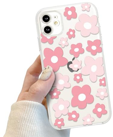 Compatible for iPhone 11 Case Cute Clear Flower Floral Color Design for Girls Women, Soft TPU Slim Profile Anti-Slip Protective Phone Girly Case for iPhone 11