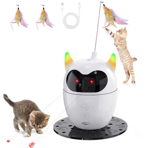 Spessn Interaktives Katzenspielzeug, Automatisches Spielzeug Wiederaufladbares Katzen Roter Punkt Spielzeug, Intelligenz Katzenspielzeug für Katzen/Kätzchen/Hunde (Weiß)