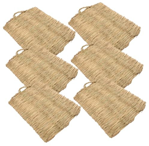 WOONEKY 6pièces Tapis Herbe Tressée pour De Poules Et Petits Animaux Coussin De Nid Confortable Herbe De pour Et