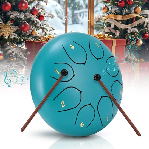 Zungentrommel, Sunowl 6 Zoll 8 Tone Steel Tongue Drum Satz, C-Dur, Stahlzungentrommel für Kinder Erwachsene Anfänger, Handpan Steel Drum mit Trommeltasche für Meditation, Klangheilung, Blau