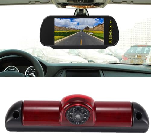 Mit 7 Zoll Rückspiegel Monitor,Auto Dritte Dach top Mount Bremse Lampe Kamera Bremse Licht Rückansicht Backup-Kamera für Citroen Jumper III/FIAT DUCATO X250 X290 /Peugeot Boxer III AVIS AVS325CPR