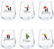 Stargazing Set di 6 Bicchieri Personalizzati Vetro Cilindrico da 38 cl con Stampe Natalizie Idea Regalo Natale Sposi Famiglia