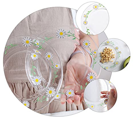 Alipis Plato De Vidrio Templado Para Ensalada y Desayuno Diseño De Margaritas Vajilla Para Hogar