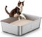 Bac Litiere pour Chat en INOX, Bac à Litière pour Grands Chats, Chatons et Lapins, Caisse Chat Litiere XXL, Litiere Toilette pour Chats, Anti-Adhérent, Anti-Odeurs, Facile à Nettoyer